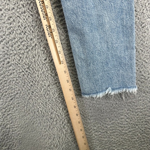 Zara Jeans Womens 0 Blue Denim Cotton Straight Faded Stretch Distressed Raw-Hem - Picture 9 of 11